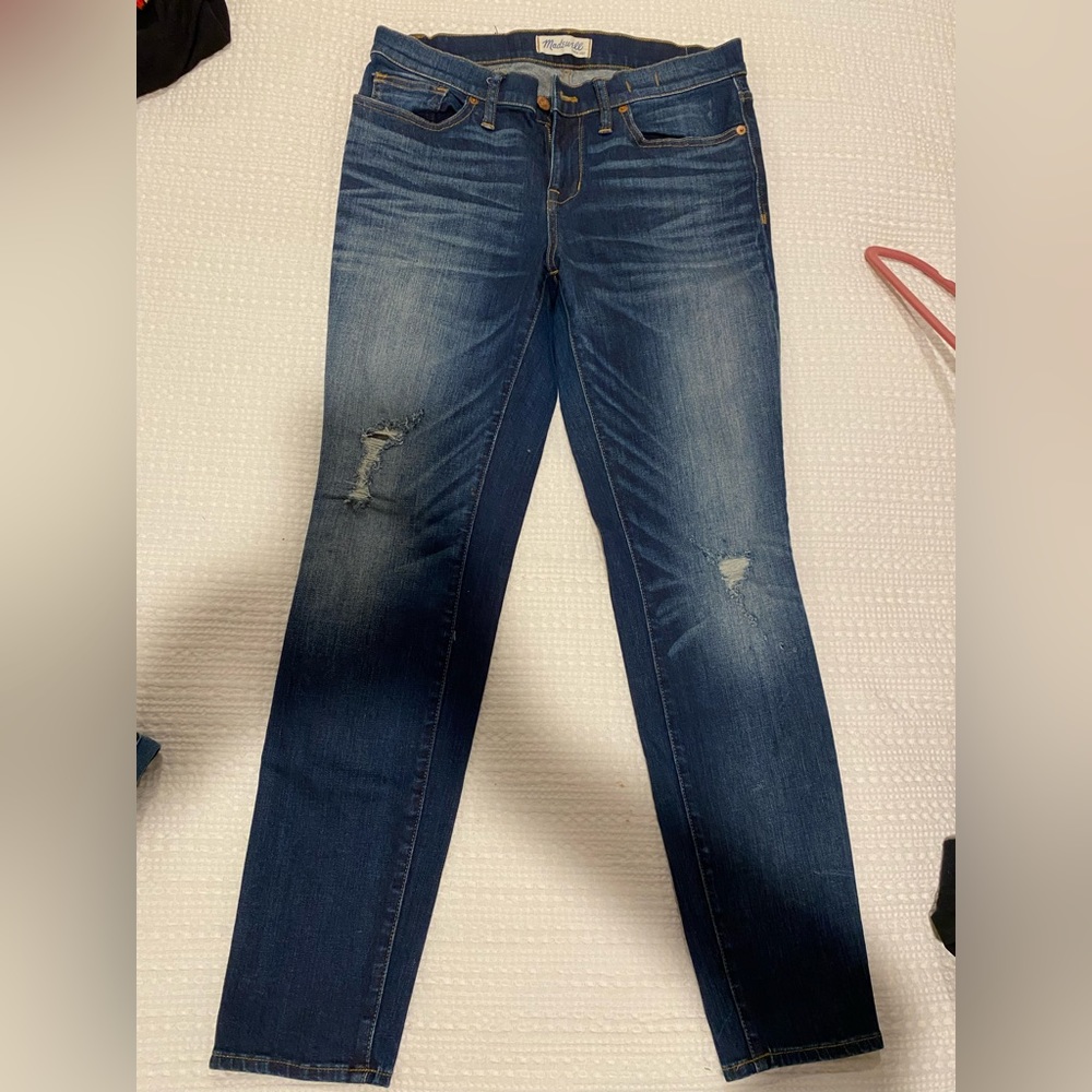 Madewell distressed skinny jeans medium wash size 30